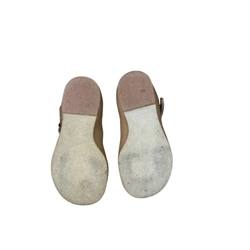 Zimmerman Shoes Kids Tan Pebbled Leather‎ Scalloped Mary Janes Size 5